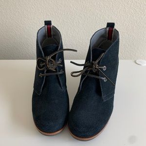 Sperry  Navy Suede with great Harlow wedges Size 8